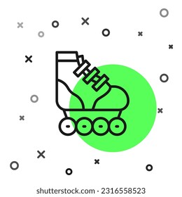 Black line Roller skate icon isolated on white background.  Vector