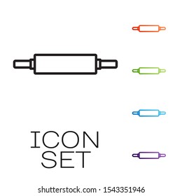 Black line Rolling pin icon isolated on white background. Set icons colorful. Vector Illustration