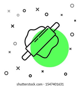 Black line Rolling pin icon isolated on white background.  Vector Illustration