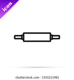 Black line Rolling pin icon isolated on white background.  Vector Illustration