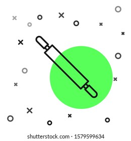Black line Rolling pin icon isolated on white background.  Vector Illustration