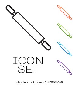 Black line Rolling pin icon isolated on white background. Set icons colorful. Vector Illustration