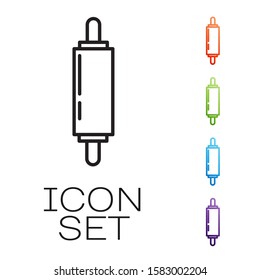 Black line Rolling pin icon isolated on white background. Set icons colorful. Vector Illustration