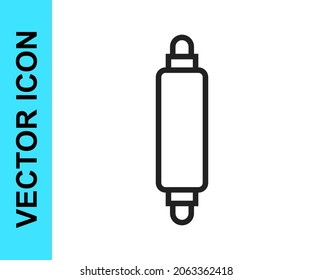 Black line Rolling pin icon isolated on white background.  Vector