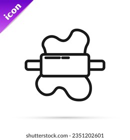 Pin de rodadura de línea negra sobre el icono de masa aislado sobre fondo blanco.  Vector