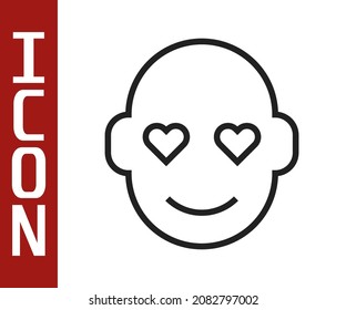 Black line Romantic man icon isolated on white background. Happy Valentines day.  Vector