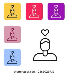 Black line Romantic man icon isolated on white background. Happy Valentines Day. Set icons in color square buttons. Vector