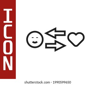 Black line Romantic relationship icon isolated on white background. Romantic relationship or pleasant meeting concept.  Vector