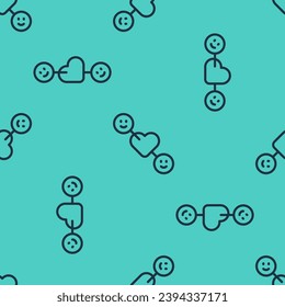 Black line Romantic relationship icon isolated seamless pattern on green background. Romantic relationship or pleasant meeting concept.  Vector