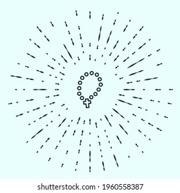 Black line Rosary beads religion icon isolated on grey background. Abstract circle random dots. Vector