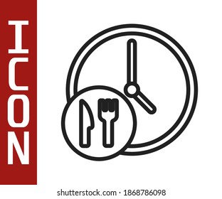 Línea negra Gire el icono de entrega del reloj aislado en el fondo blanco.  Vector