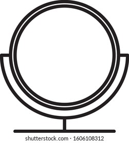 Black line Round makeup mirror icon isolated on white background.  Vector Illustration