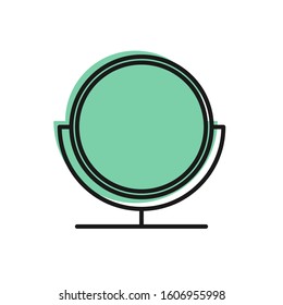 Black line Round makeup mirror icon isolated on white background.  Vector Illustration