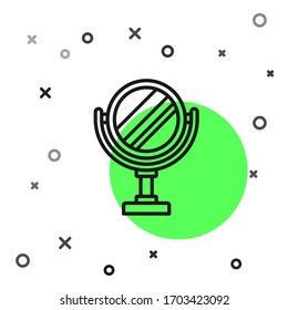 Black line Round makeup mirror icon isolated on white background.  Vector Illustration