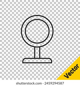 Black line Round makeup mirror icon isolated on transparent background.  Vector