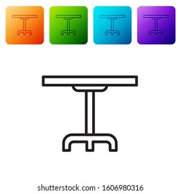 Black line Round table icon isolated on white background. Set icons in color square buttons. Vector Illustration
