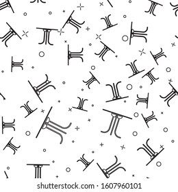 Black line Round table icon isolated seamless pattern on white background.  Vector Illustration
