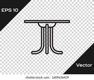 Black line Round table icon isolated on transparent background.  Vector Illustration