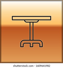 Black line Round table icon isolated on gold background.  Vector Illustration