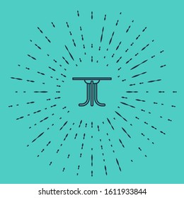 Black line Round table icon isolated on green background. Abstract circle random dots. Vector Illustration