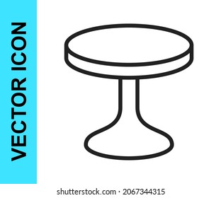 Black line Round table icon isolated on white background.  Vector