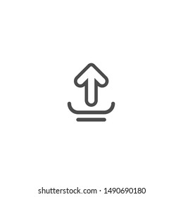 black line rounded arrow up icon. Isolated on white. Upload icon.  Upgrade sign. North pointing arrow.