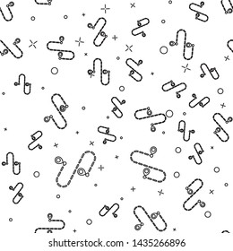 Black line Route location icon isolated seamless pattern on white background. Map pointer sign. Concept of path or road. GPS navigator.  Vector Illustration