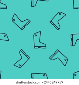 Black line Rubber gloves icon isolated seamless pattern on green background. Latex hand protection sign. Housework cleaning equipment symbol.  Vector