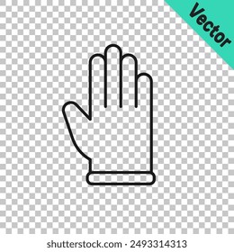 Black line Rubber gloves icon isolated on transparent background. Latex hand protection sign. Housework cleaning equipment symbol.  Vector