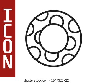 Black line Rubber swimming ring icon isolated on white background. Life saving floating lifebuoy for beach, rescue belt for saving people.  Vector Illustration
