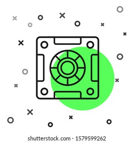 Black line Safe icon isolated on white background. The door safe a bank vault with a combination lock. Reliable Data Protection.  Vector Illustration