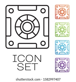 Black line Safe icon isolated on white background. The door safe a bank vault with a combination lock. Reliable Data Protection. Set icons colorful. Vector Illustration