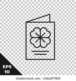 Black line Saint Patricks Day party flyer, brochure, holiday invitation, postcard, corporate celebration icon isolated on transparent background.  Vector Illustration