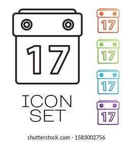 Black line Saint Patrick's day with calendar icon isolated on white background. Date 17 March. Set icons colorful. Vector Illustration