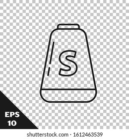 Black line Salt icon isolated on transparent background. Cooking spices.  Vector Illustration