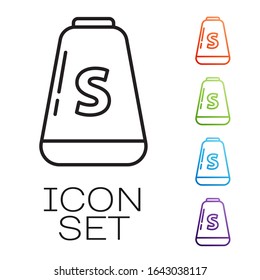 Black line Salt icon isolated on white background. Cooking spices. Set icons colorful. Vector Illustration