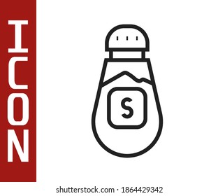Black line Salt icon isolated on white background. Cooking spices.  Vector