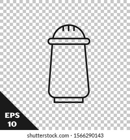 Black line Salt and pepper icon isolated on transparent background. Cooking spices.  Vector Illustration