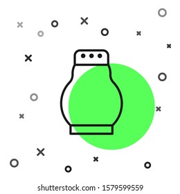 Black line Salt and pepper icon isolated on white background. Cooking spices.  Vector Illustration