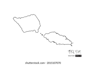 Black  line Samoa map vector on white background.
