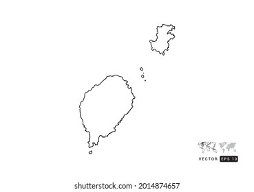 Black  line Sao Tome map vector on white background.