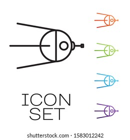 Black line Satellite icon isolated on white background. Set icons colorful. Vector Illustration