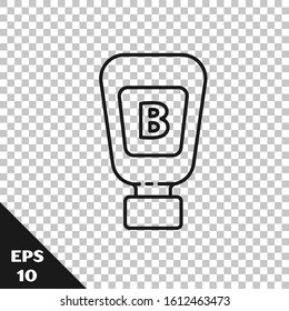 Black line Sauce bottle icon isolated on transparent background. Ketchup, mustard and mayonnaise bottles with sauce for fast food.  Vector Illustration