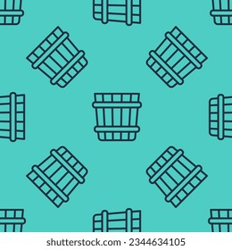 Black line Sauna bucket icon isolated seamless pattern on green background.  Vector
