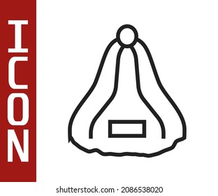 Black line Sauna hat icon isolated on white background.  Vector