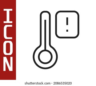 Black line Sauna thermometer icon isolated on white background. Sauna and bath equipment.  Vector