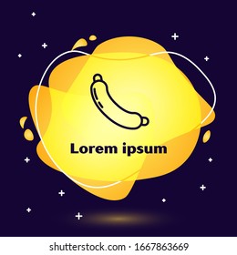 Black line Sausage icon isolated on blue background. Grilled sausage and aroma sign. Abstract banner with liquid shapes. Vector Illustration