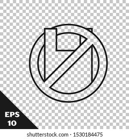 Black line Say no to plastic bags poster icon isolated on transparent background. Disposable cellophane and polythene package prohibition sign.  Vector Illustration