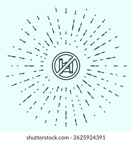 Black line Say no to plastic bags poster icon isolated on grey background. Disposable cellophane and polythene package prohibition sign. Abstract circle random dots. Vector Illustration