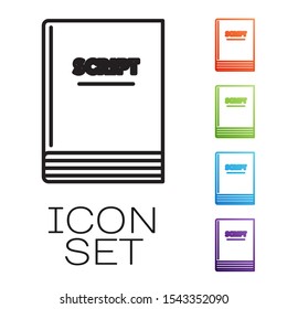 Black line Scenario icon isolated on white background. Script reading concept for art project, films, theaters. Set icons colorful. Vector Illustration